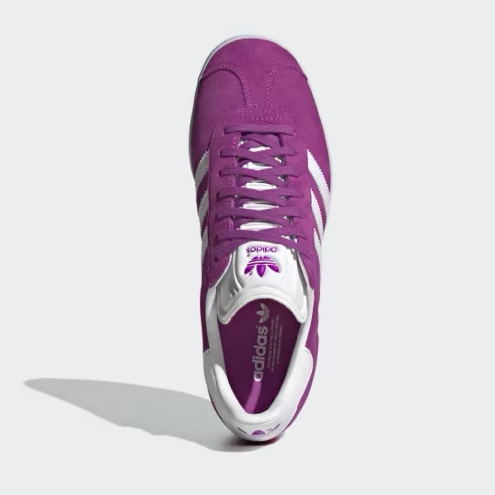 Adidas Gazelle Womens Shoes - Shock Purple / Cloud White / Gold Metallic